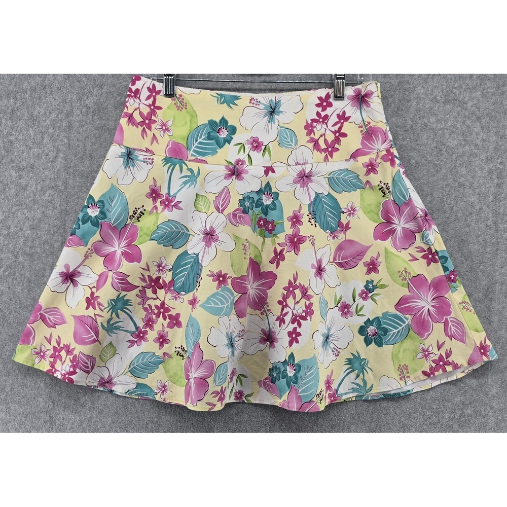 Vtg 90s Tropical Floral Skirt Juniors 11 Coastal Beachy Resortwear‎ USA 33x19"